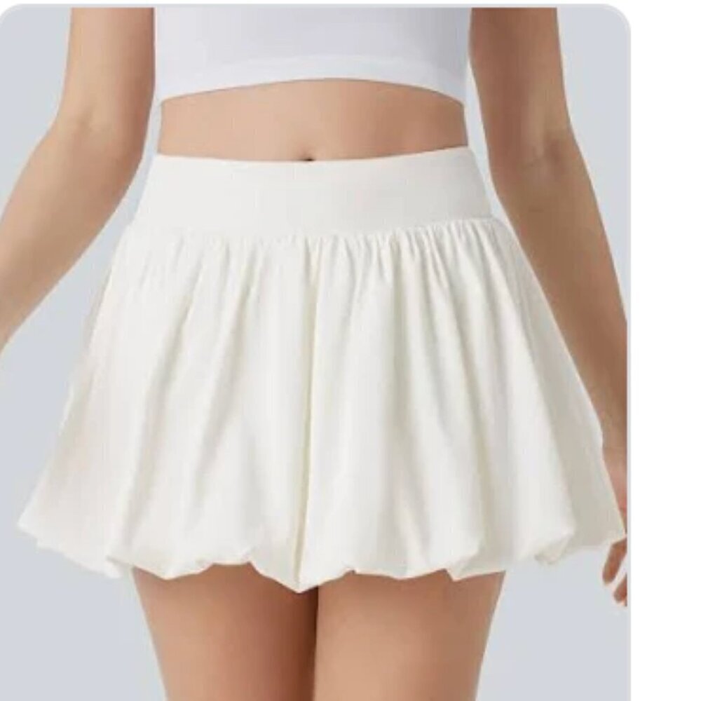 21 Saints High Waist Chic Cream Ivory Bubble Mini Skirt